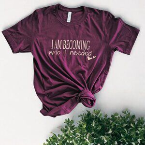Bella Canvas Short Sleeve T-Shirt with Script Design Burgundy Size S 100% Cotton